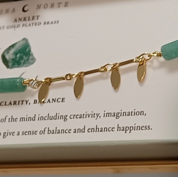 LUNA NORTE GREEN AVENTURINE GEMSTONES ANKLET ANKLE - Picture 7 of 9